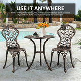 JOIVI Patio Bistro Table Set, 3 Piece Outdoor Rust-Resistant Cast Aluminum Dinning Table, Bronze