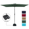 6.6 x 9.8ft Rectangular Patio Umbrella with Water or Sand Self-Filled Black Square Base Stand, Outdoor Table Market Umbrella with Push Button