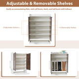 JOIVI Shoe Storage Cabinet with Sliding Drawer, Shoe Organizer Cabinet with 4 Removable Shelves, Freestanding Hidden Shoe Organizer for Entryway Hallway