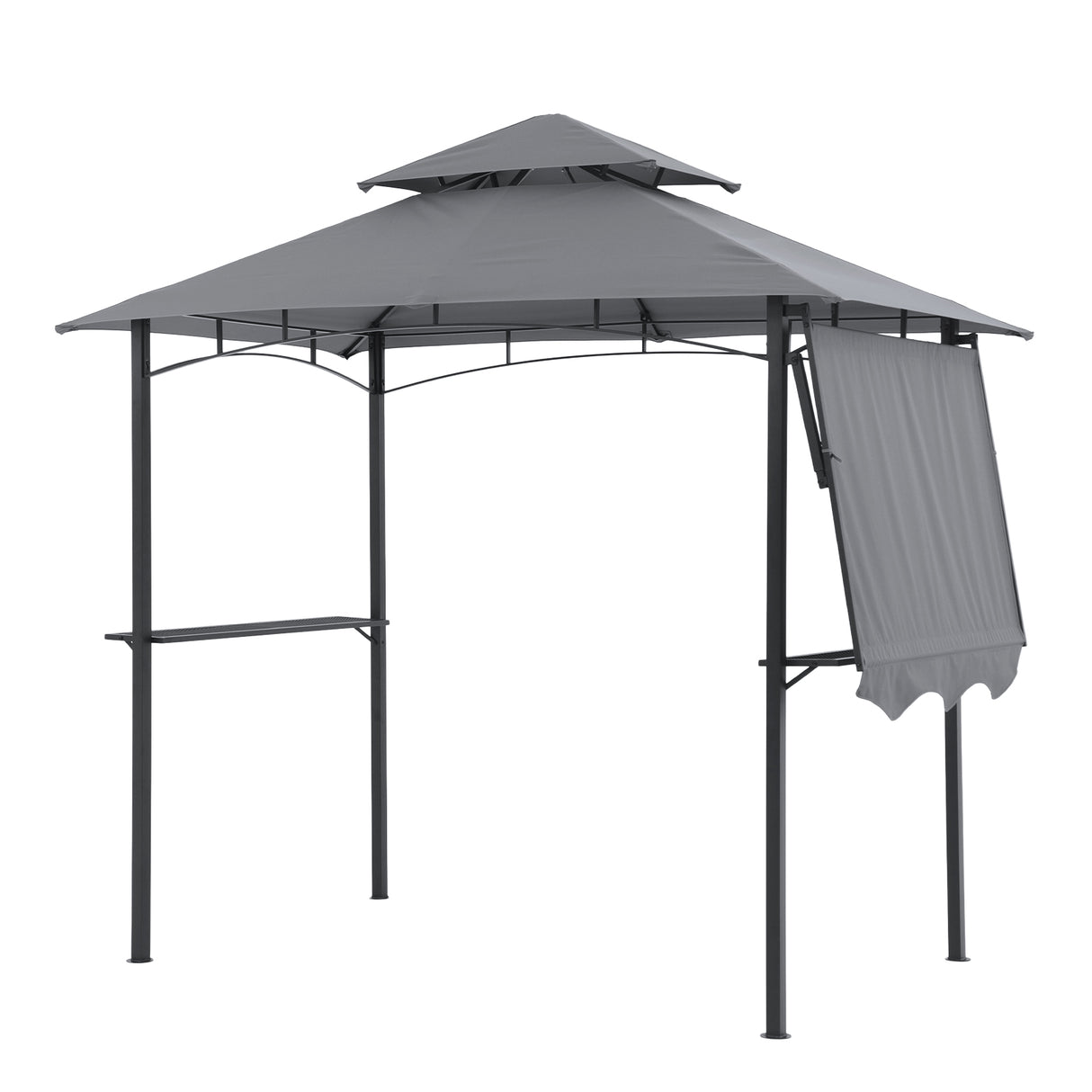 JOIVI 8’ x 5’ Grill Gazebo, Double Tiered Patio Outdoor BBQ Gazebo Grill Canopy Shelter with Adjustable Side Awning