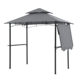 JOIVI 8’ x 5’ Grill Gazebo, Double Tiered Patio Outdoor BBQ Gazebo Grill Canopy Shelter with Adjustable Side Awning