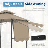 JOIVI 8’ x 5’ Grill Gazebo, Double Tiered Patio Outdoor BBQ Gazebo Grill Canopy Shelter with Adjustable Side Awning