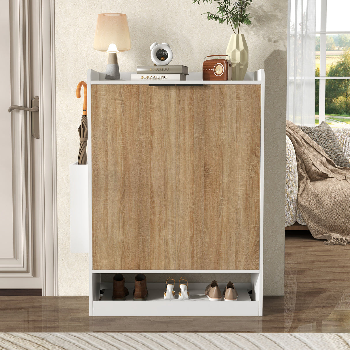 JOIVI Shoe Storage Cabinet with Sliding Drawer, Shoe Organizer Cabinet with 4 Removable Shelves, Freestanding Hidden Shoe Organizer for Entryway Hallway