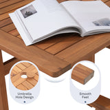 Expandable Wooden Outdoor Dining Set of 7, with Textilene Fabric Chairs, 4-8 Seater Patio Furniture, Adjustable Feet, Wood Table with Umbrella Hole