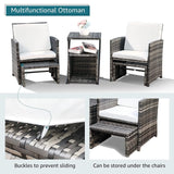 6 Piece Patio Furniture Conversation Set, with Ottoman, Outdoor Grey Wicker Chair and Coffee Table Set