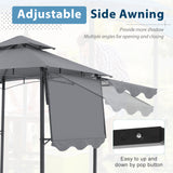 JOIVI 8’ x 5’ Grill Gazebo, Double Tiered Patio Outdoor BBQ Gazebo Grill Canopy Shelter with Adjustable Side Awning