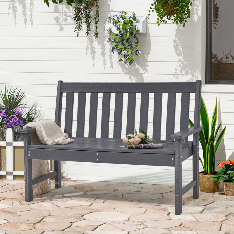 JOIVI Outdoor Patio Bench, Patio Bench for 2 Person with Armrest and Backrest
