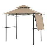 JOIVI 8’ x 5’ Grill Gazebo, Double Tiered Patio Outdoor BBQ Gazebo Grill Canopy Shelter with Adjustable Side Awning