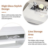 JOIVI LED TV Stand with Power Outlets, Modern High Gloss Entertainment Center for TVs Up to 75", TV Media Console with Storage
