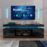 JOIVI LED TV Stand with Power Outlets, Modern High Gloss Entertainment Center for TVs Up to 75", TV Media Console with Storage