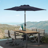 7.5 ft Patio Umbrella Outdoor Table Market Umbrella with Push Button Tilt and Crank, 6 Ribs