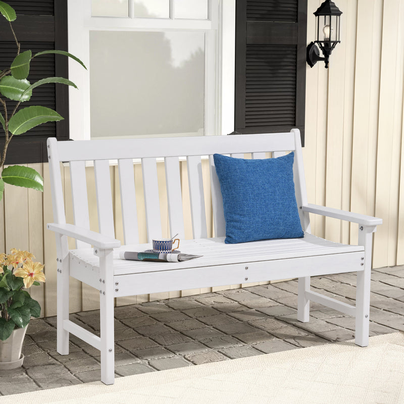 JOIVI Outdoor Patio Bench, Patio Bench for 2 Person with Armrest and Backrest