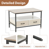 JOIVI 2-Tier Coffee Table with Storage Shelf and 2 Drawers, 31.5" Rectangular Center Table Wood Top for Living Room