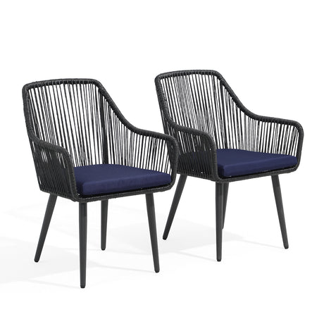 JOIVI Patio Dining Chairs Set of 2, Outdoor Rattan Chairs with Armrest and Cushions for Outside Lawn, Garden, Backyard, Indoor,