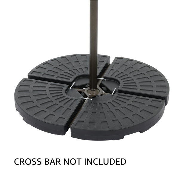 4-Piece Cantilever Offset Patio Umbrella Base, Easy Filling Umbrella Stand Weights, Water/Sand Filled, Max 170lbs