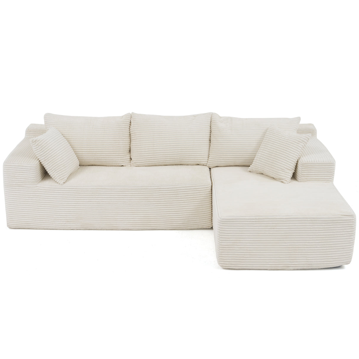 JOIVI Indoor Modular Sectional Sofa, 106" Corduroy Cloud Couch L Shaped Sofas with Deep Seat, Comfy Fluffy Plush Couches, No Assembly Required, Right Chaise