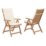 Folding Patio Dining Chair Set of 2, Outdoor Acacia Wooden Reclining Chair w/Armrest & Removeable Cushion, FSC Certified Wood, for Porch, Backyard, Garden, Indoor, No Assembly