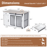 JOIVI 44" Dog Crate Furniture with Sliding Barn Door, Wooden Dog Kennel with Drawer and Storage Cabinet