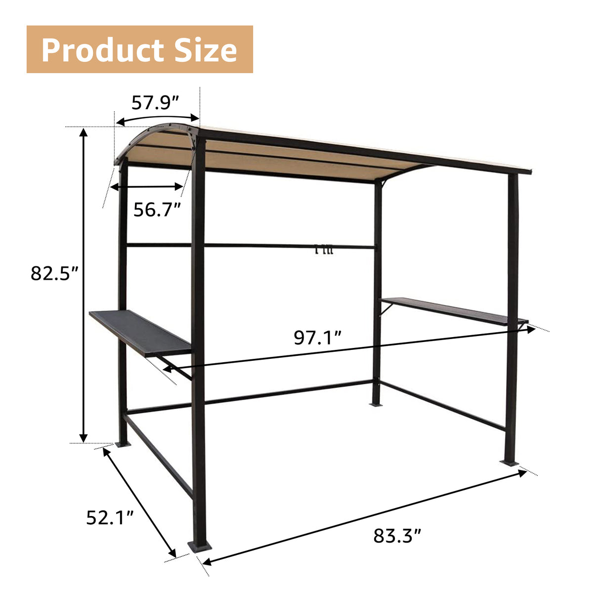 Grill Gazebo 8FT x 4.6FT Outdoor Gazebo Patio Gazebo Canopy Grill BBQ