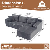 JOIVI Indoor Modular Sectional Sofa, 106" Corduroy Cloud Couch L Shaped Sofas with Deep Seat, Comfy Fluffy Plush Couches, No Assembly Required, Right Chaise