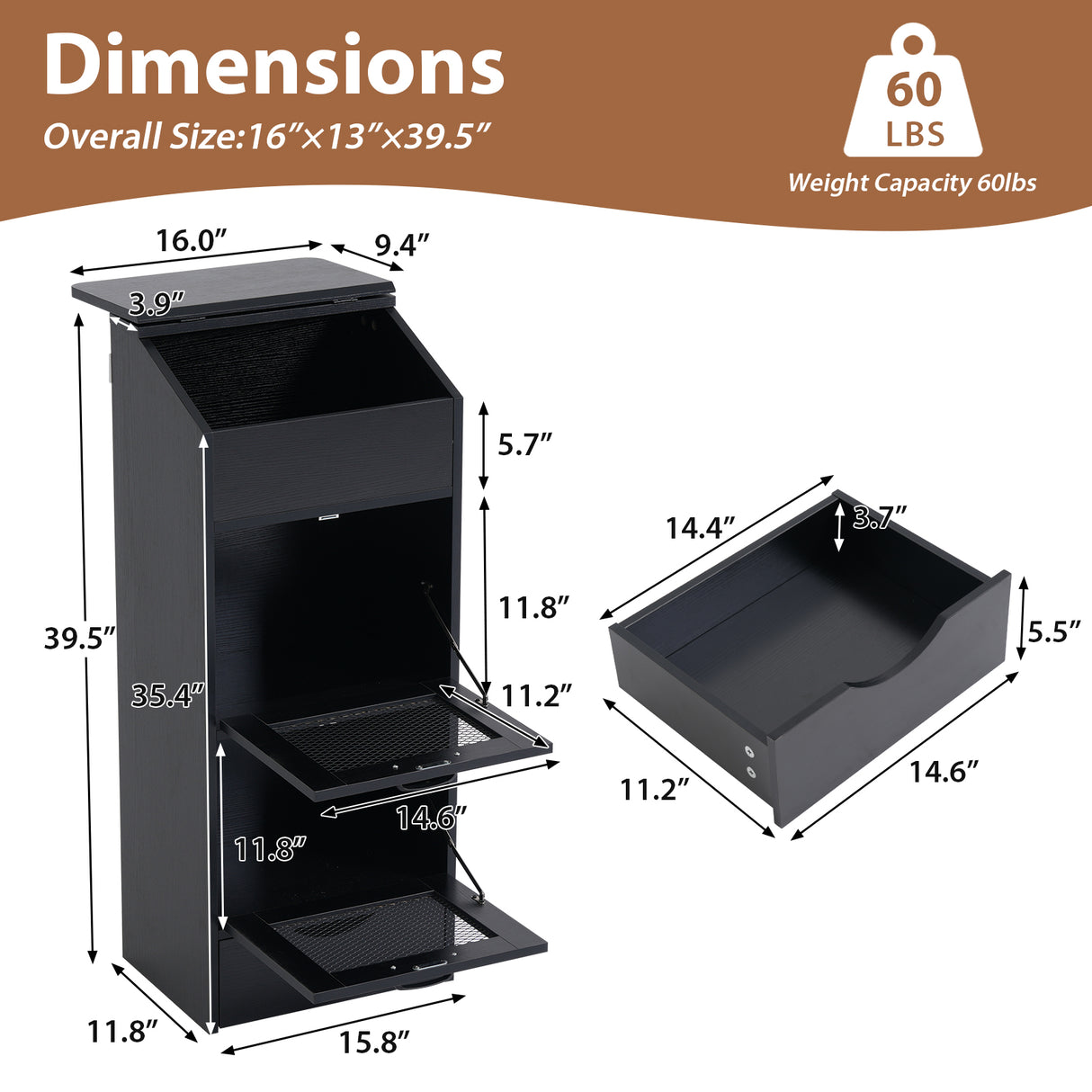 JOIVI Potato Storage Wood Bin, Wooden Bread Storage Bins with Removable Drawer & 2 Doors, 16'' Onion Organizer with Grocery Section, Vegetable Organization Cabinet for Kitchen