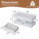 JOIVI LED Coffee Table with 2 Storage Drawers, Modern High Gloss Coffee Table, 2 Tiers Rectangle Center Table, 16-Color LED Lights