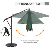 10ft Offset Patio Umbrella with Base Included, Hanging Outdoor Umbrella with Water Sand Filled Umbrella Stand Weights