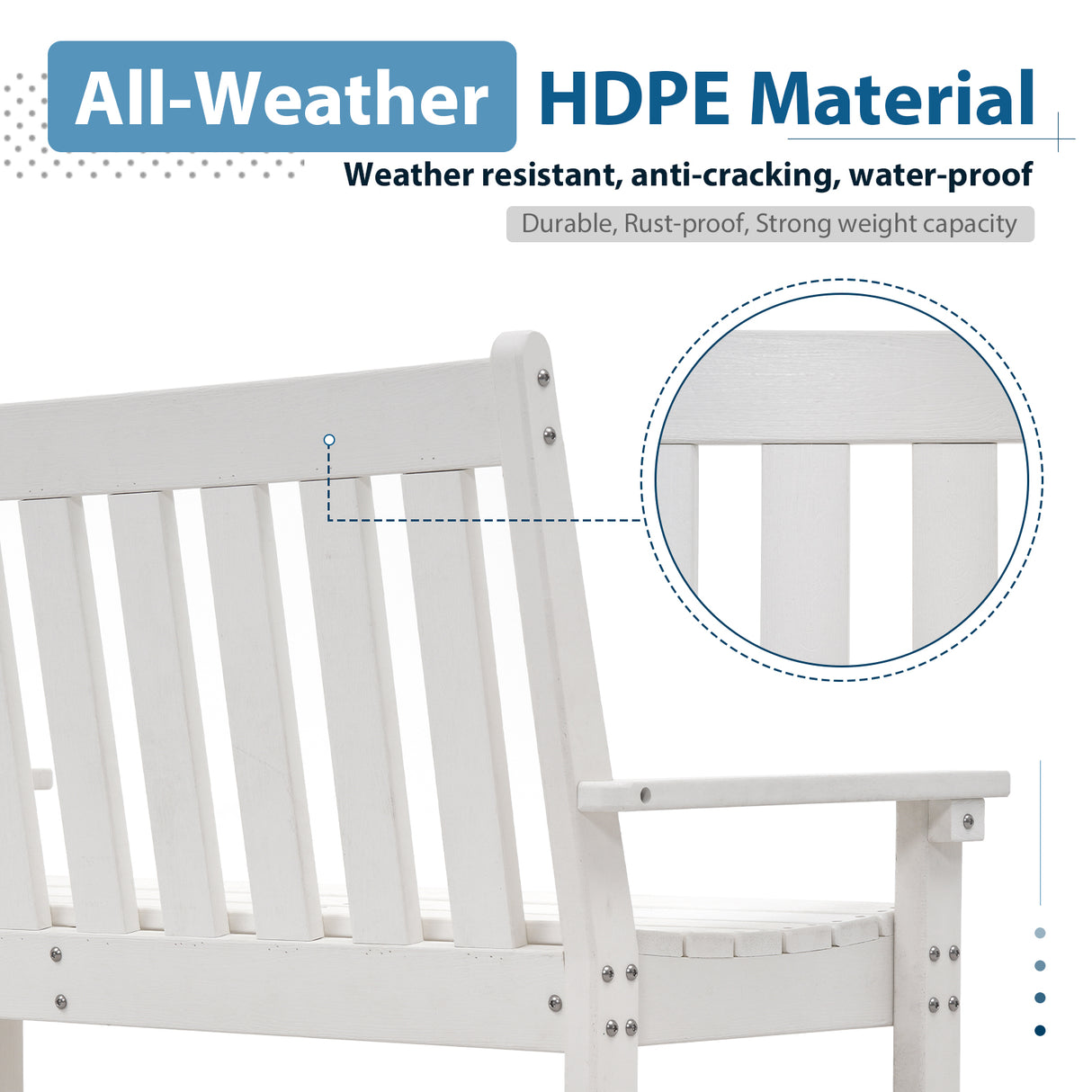 JOIVI Outdoor Patio Bench, Patio Bench for 2 Person with Armrest and Backrest