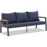 3-seat Aluminum Outdoor Sofa with Teak Arms