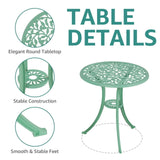 JOIVI Patio Bistro Table Set, 3 Piece Outdoor Rust-Resistant Cast Aluminum Dinning Retro Table and Chair, Mint