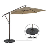 10ft Offset Patio Umbrella with Base Included, Hanging Outdoor Umbrella with Water Sand Filled Umbrella Stand Weights