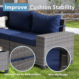 6 Pieces Patio Furniture Conversation Set, Wicker Outdoor Sectional Sofa Set with Coffee Table and Cushions for Deck, Garden, Porch