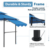 JOIVI 8’ x 5’ Grill Gazebo, Double Tiered Patio Outdoor BBQ Gazebo Grill Canopy Shelter with Adjustable Side Awning