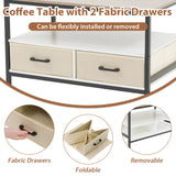 JOIVI 2-Tier Coffee Table with Storage Shelf and 2 Drawers, 31.5" Rectangular Center Table Wood Top for Living Room