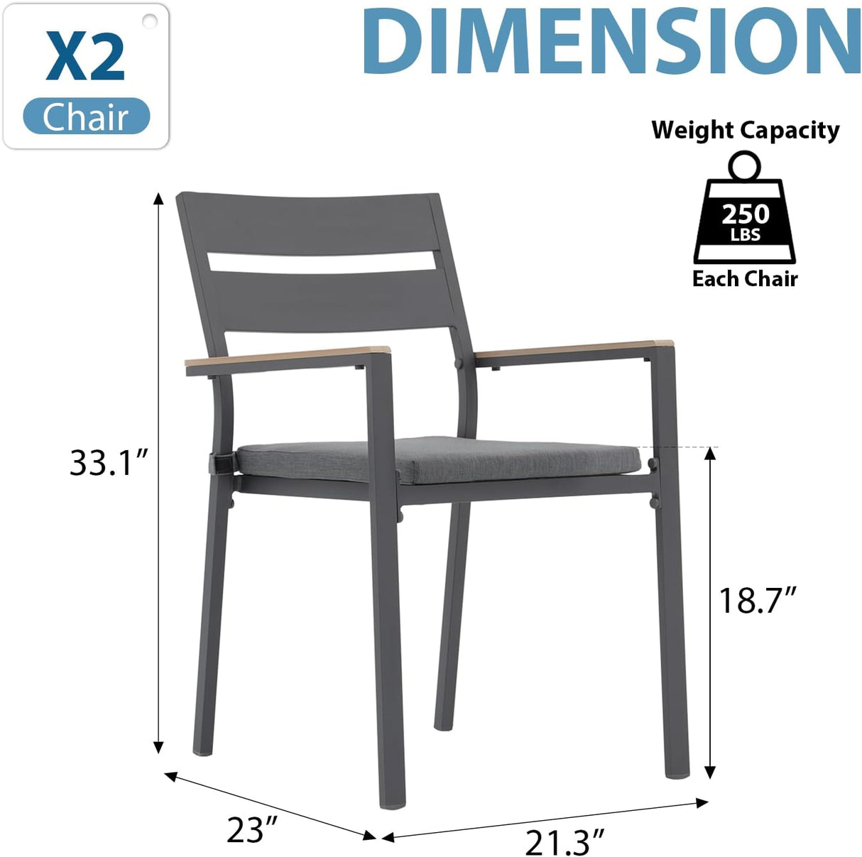 Patio Outdoor Stackable Dining Chairs Set of 2