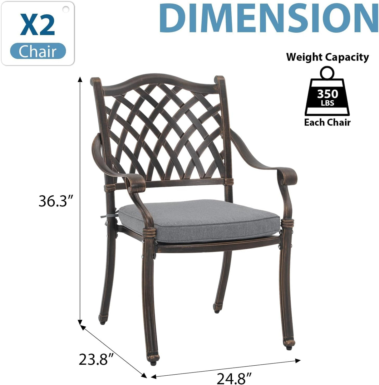 Cast Aluminum Patio Chairs Set of 2