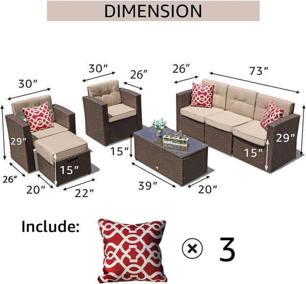 7 Piece Patio Furniture  Conversation Set