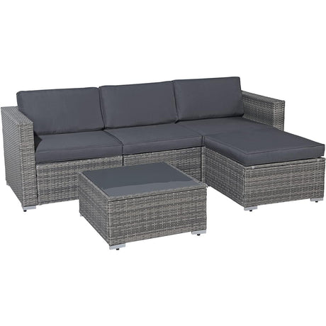 5 Piece Outdoor Patio Wicker Sectional Furniture Set