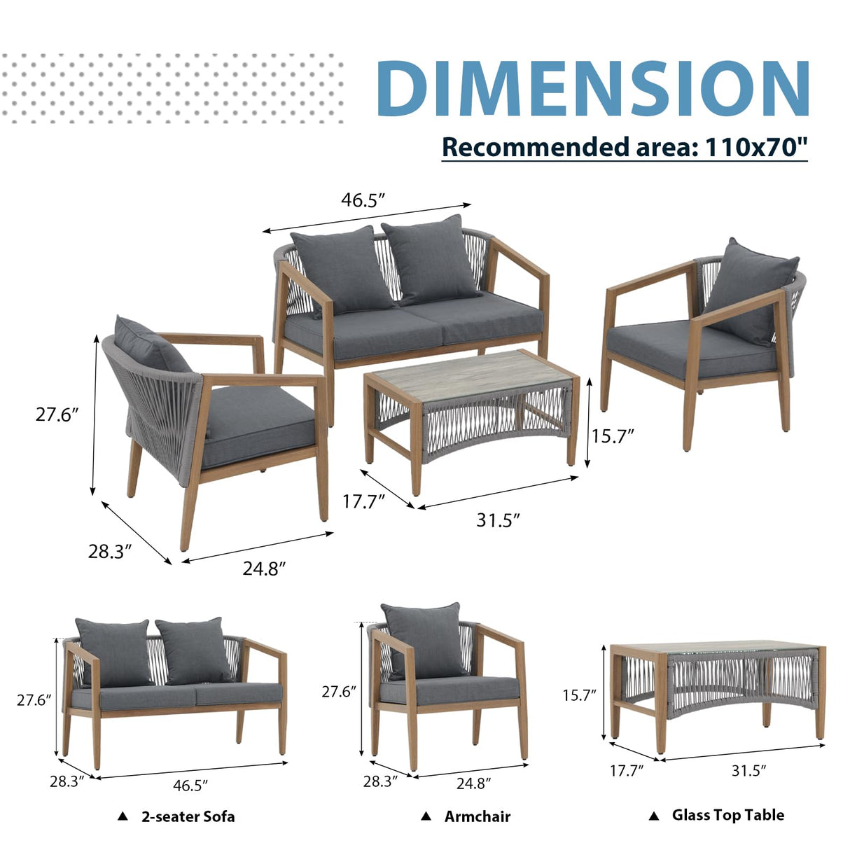 4 Pieces Outdoor Patio Conversation Set