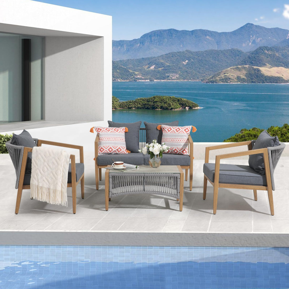 4 Pieces Outdoor Patio Conversation Set