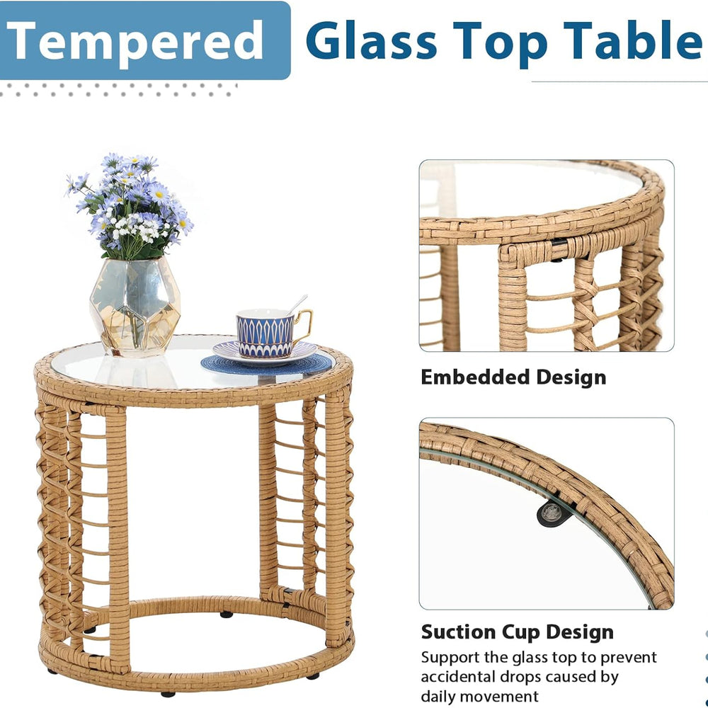 3 Piece Outdoor Wicker Bistro Set, Black JOIVI