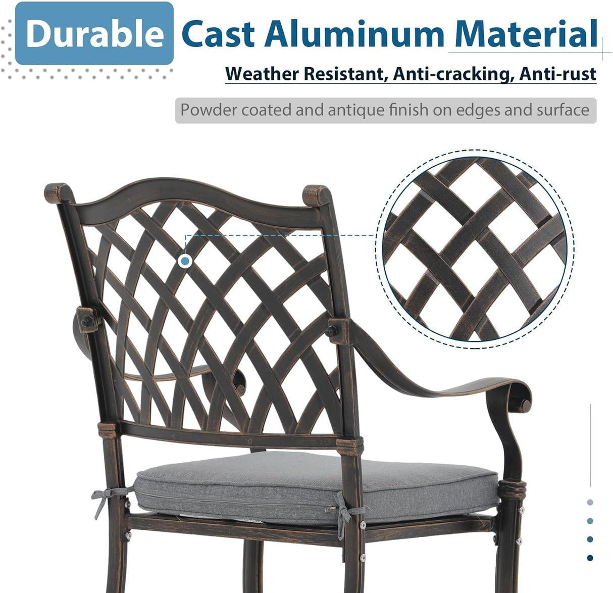 Cast Aluminum Patio Chairs Set of 2