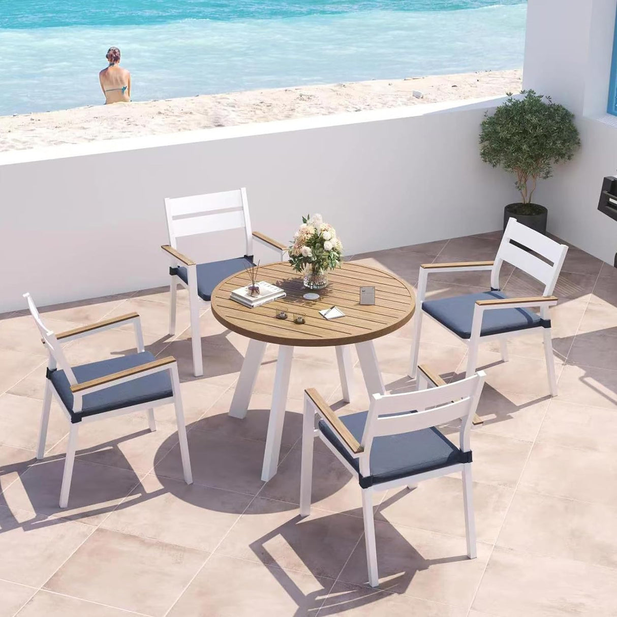 Patio Aluminum Dining Chairs Set of 4