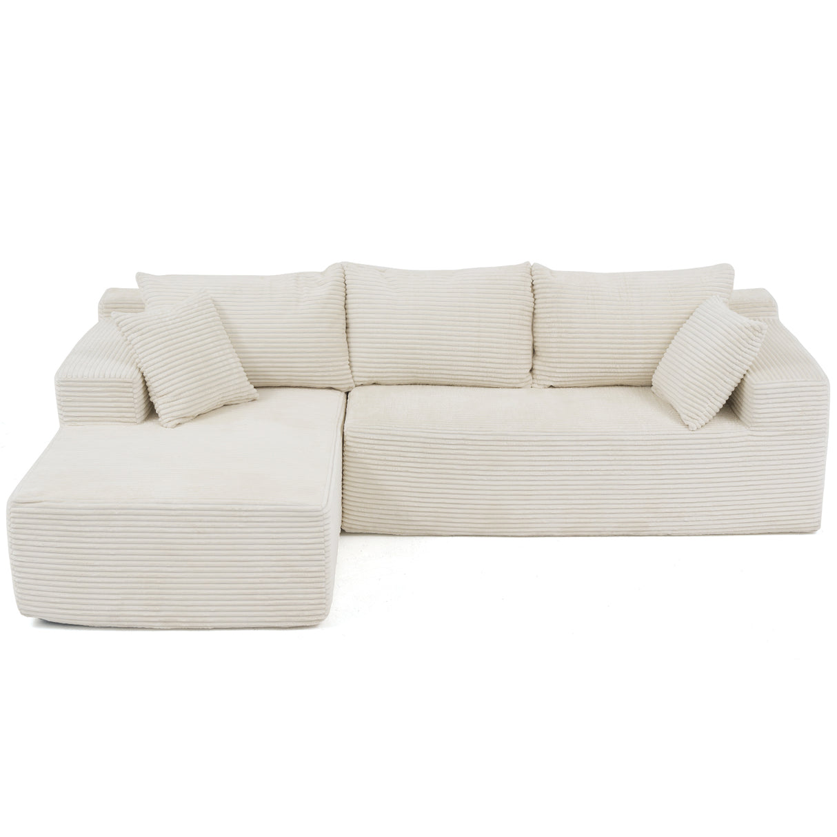 JOIVI Indoor Modular Sectional Sofa, 106" Corduroy Cloud Couch L Shaped Sofas with Deep Seat, Comfy Fluffy Plush Couches, No Assembly Required, Left Chaise