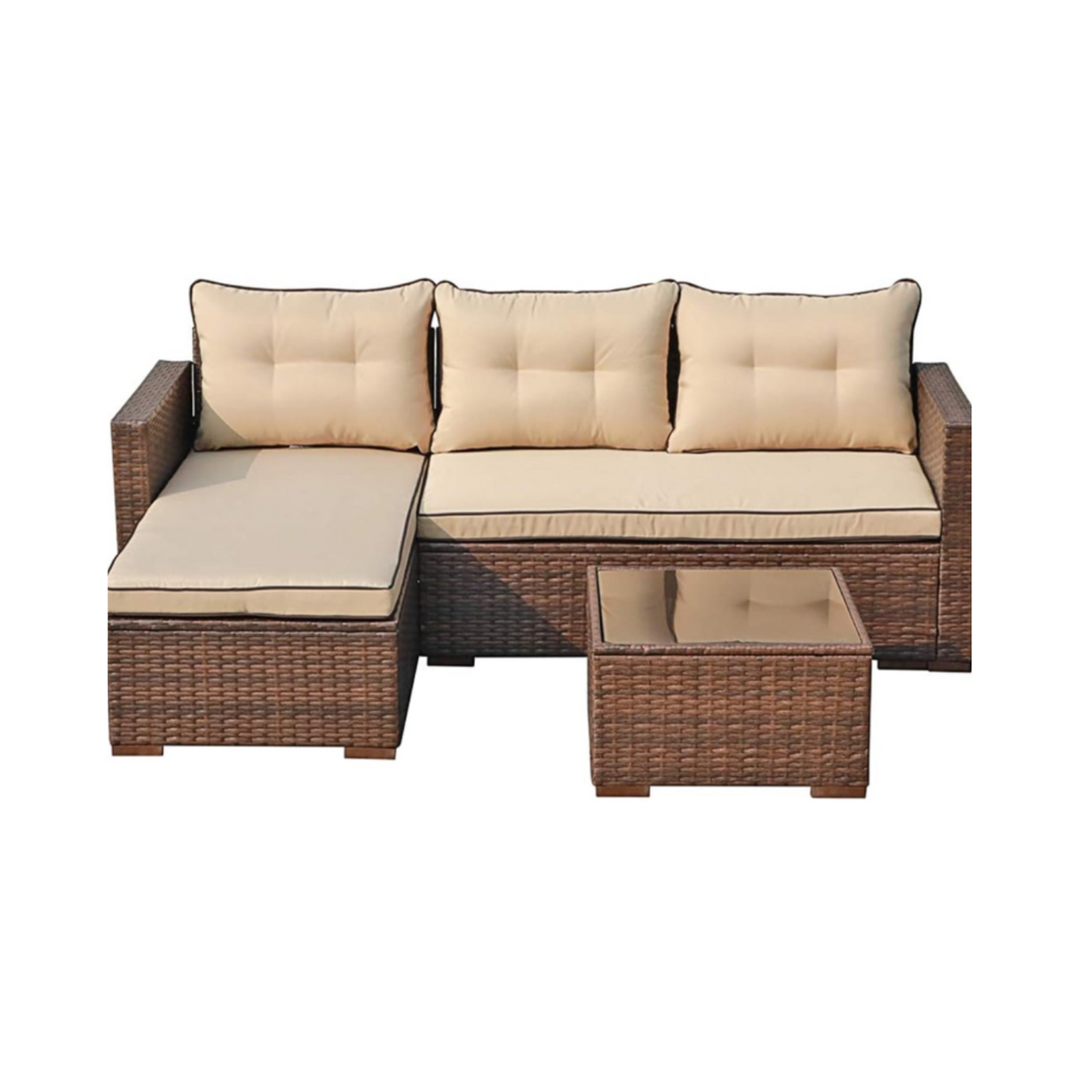 JOIVI 3 pcs Resin Rattan Patio Seating set