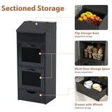 JOIVI Potato Storage Wood Bin, Wooden Bread Storage Bins with Removable Drawer & 2 Doors, 16'' Onion Organizer with Grocery Section, Vegetable Organization Cabinet for Kitchen