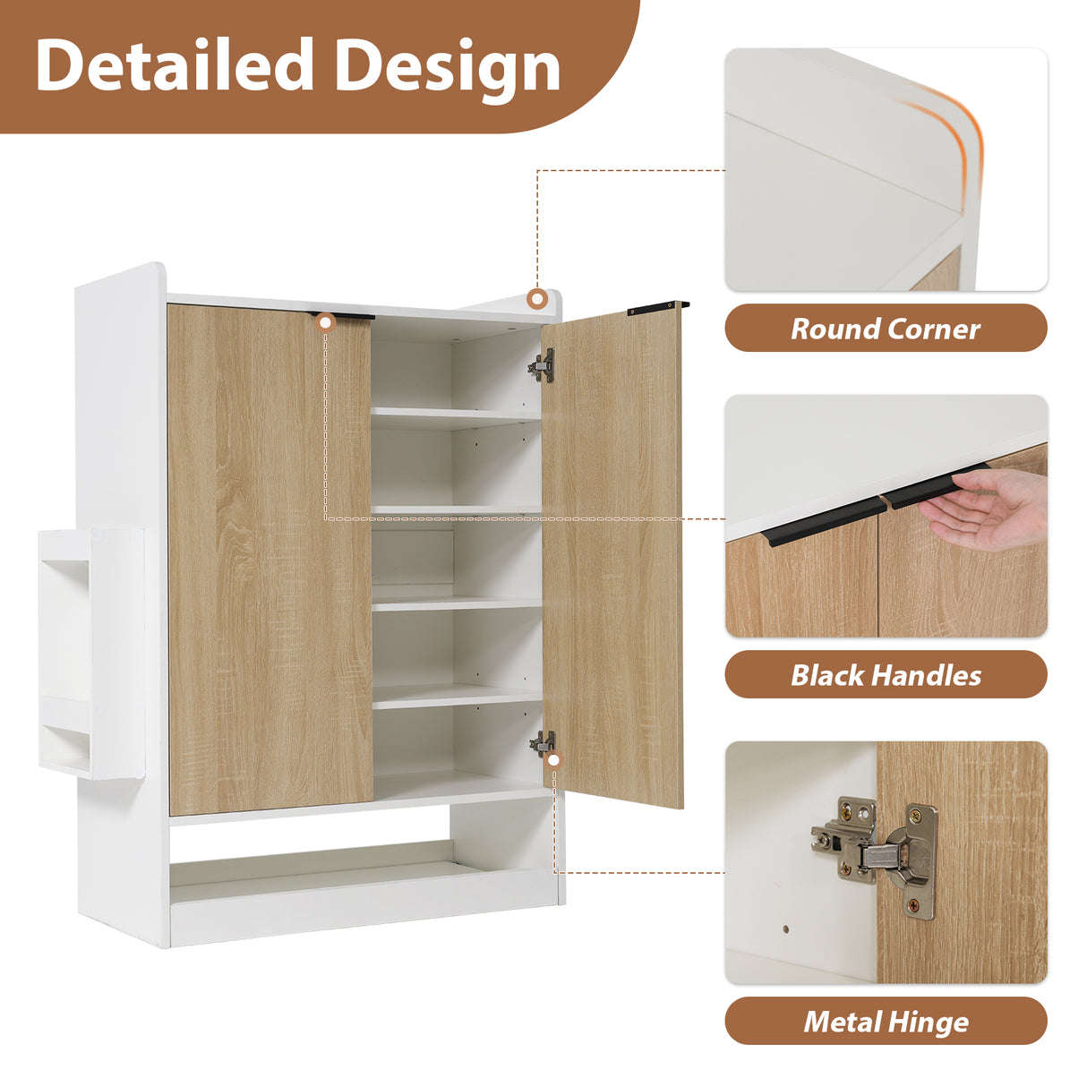 JOIVI Shoe Storage Cabinet with Sliding Drawer, Shoe Organizer Cabinet with 4 Removable Shelves, Freestanding Hidden Shoe Organizer for Entryway Hallway