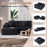 JOIVI Indoor Modular Sectional Sofa, 106" Corduroy Cloud Couch L Shaped Sofas with Deep Seat, Comfy Fluffy Plush Couches, No Assembly Required, Left Chaise