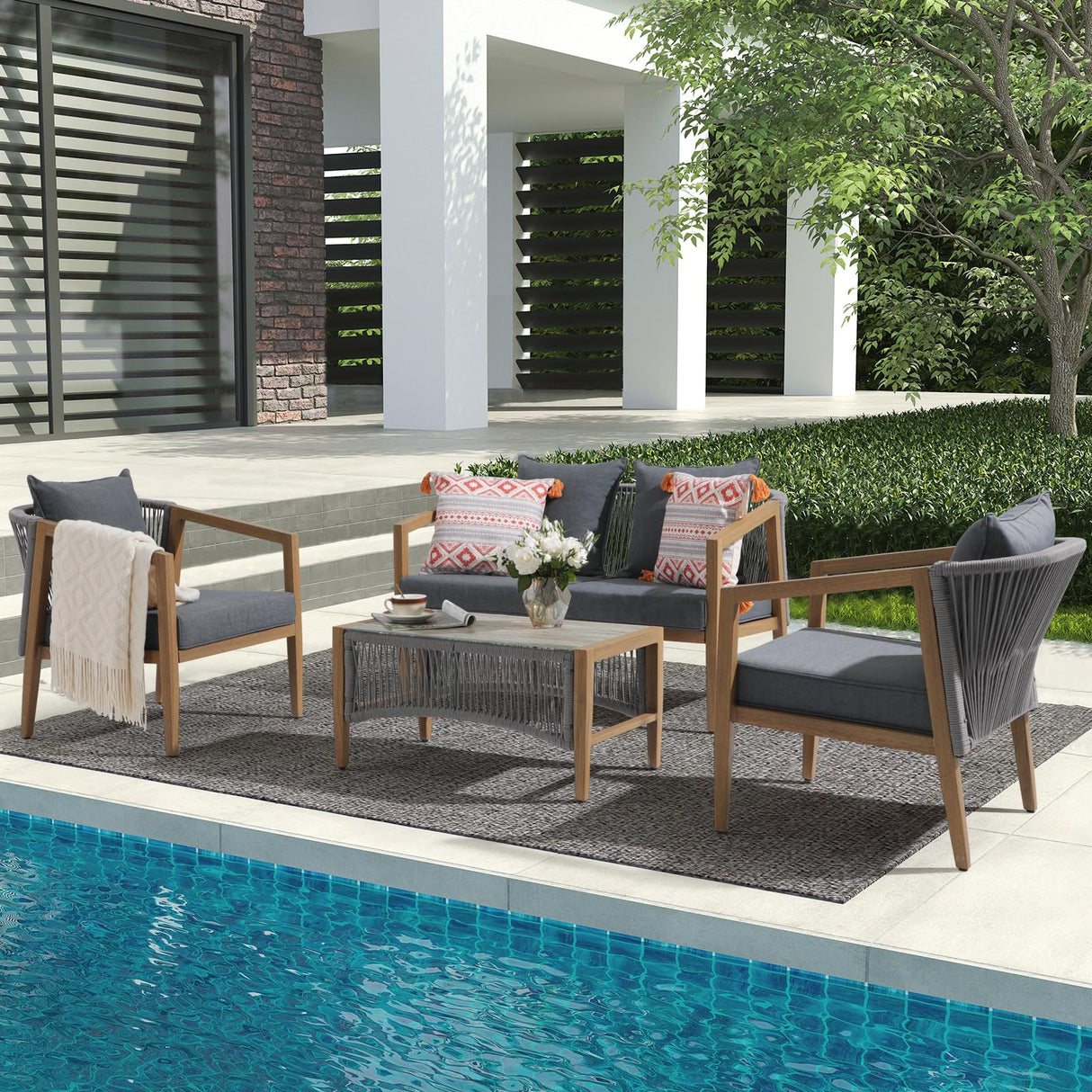 4 Pieces Outdoor Patio Conversation Set