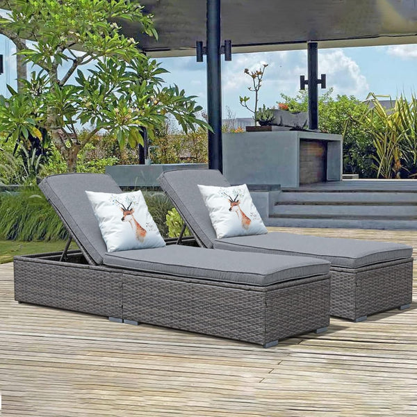 JOIVI Adjustable Wicker Chaise Lounge Outdoor